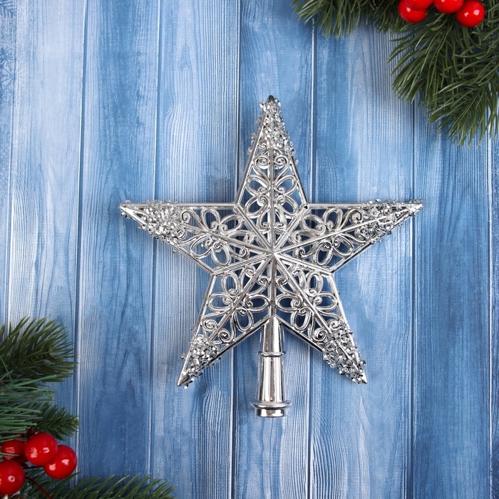 Наконечник Наконечник "Звезда ажурная сияние" 14,5х14 см, серебро