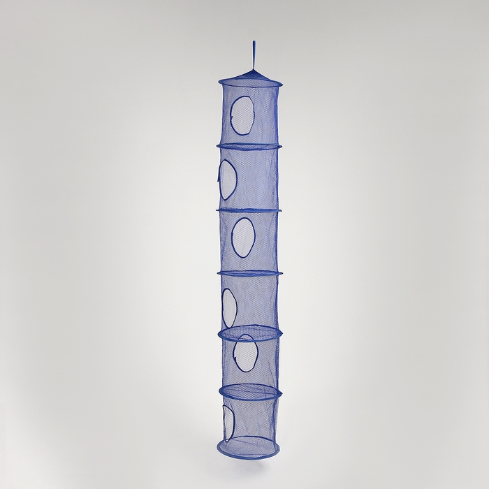 Корзина подвесная для игрушек, 6 секций, синего цвета, 150 × 27 × 27 см