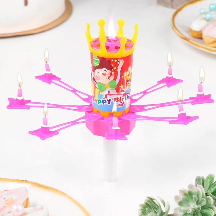 Свеча для торта музыкальная  Свеча для торта музыкальная "Цветок", розовая, 15×5 см