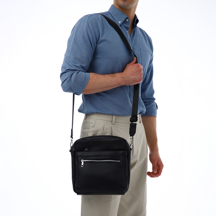 Сумка мужская через плечо TEXTURA, искусственная кожа, цвет чёрный Сумка мужская через плечо TEXTURA, искусственная кожа, цвет чёрный