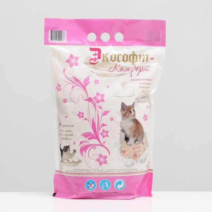 Наполнитель минеральный с добавлением Силикагеля Наполнитель минеральный с добавлением Силикагеля "Экософт-Комфорт", 5 л