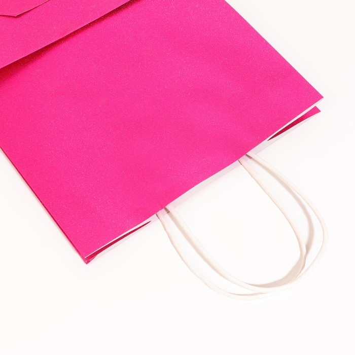 Пакет подарочный бумажный с глиттером розовый, 21 х 11 х 27 см Пакет подарочный бумажный с глиттером розовый, 21 х 11 х 27 см