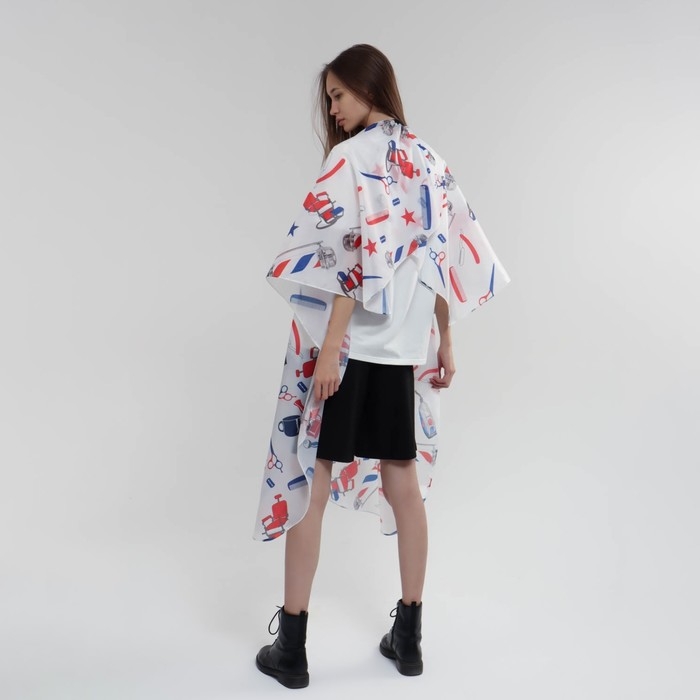 Пеньюар парикмахерский, цвет белый/синий/красный Пеньюар парикмахерский, цвет белый/синий/красный