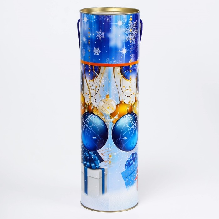 Новый год. Подарочная коробка, тубус «Синие шары» 99х340мм. Новый год. Подарочная коробка, тубус «Синие шары» 99х340мм.