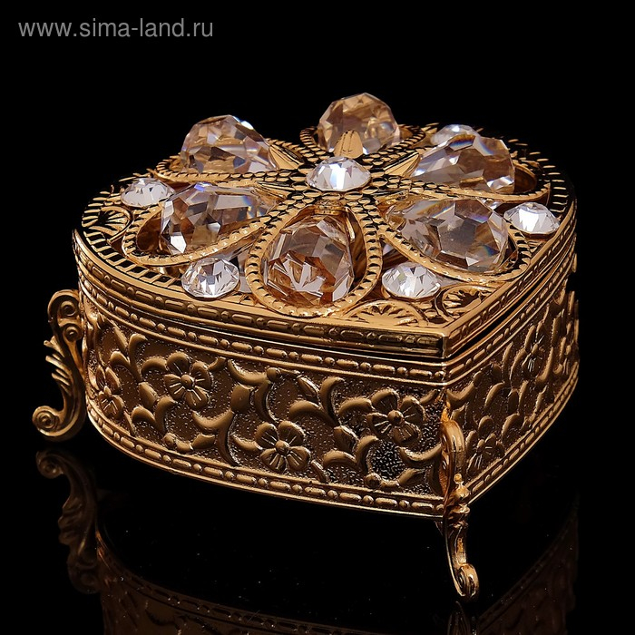 Шкатулка «Грация», с бархатом, 6,8×6,2×4.6 см, с кристаллами Шкатулка «Грация», с бархатом, 6,8×6,2×4.6 см, с кристаллами