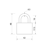 Замок навесной, тип 1, 41х48 мм, 3 ключа