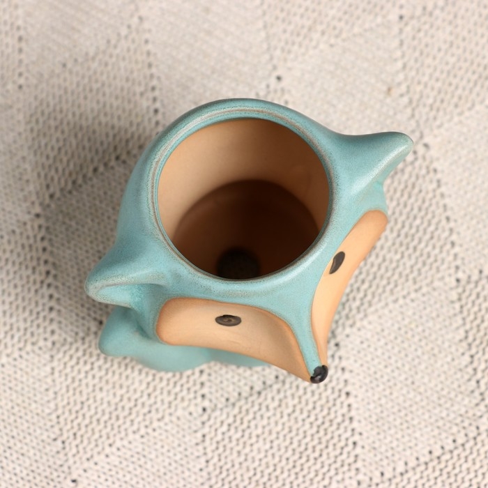 Горшок Горшок "Лисенок Фред" бирюзовый, 8х9х9см