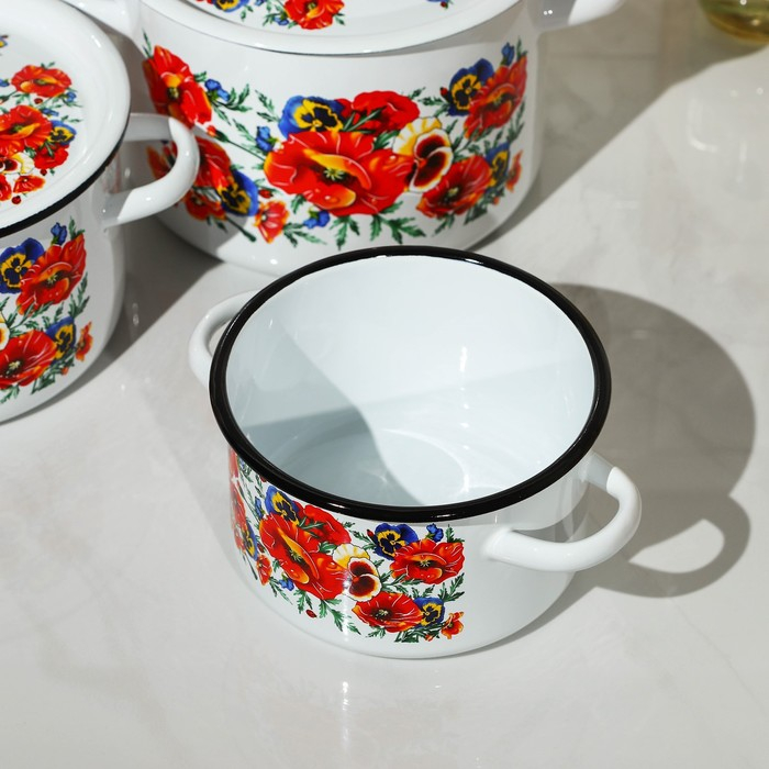 Набор кастрюль «Маки. Мечта», 3 предмета: 1,5 л, 2,9 л, 4,5 л, индукция Набор кастрюль «Маки. Мечта», 3 предмета: 1,5 л, 2,9 л, 4,5 л, индукция