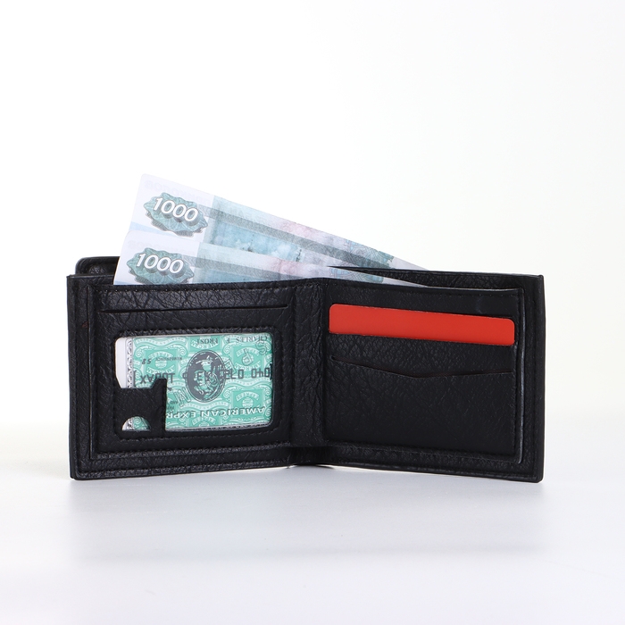 Портмоне мужское без застёжки, цвет чёрный Портмоне мужское без застёжки, цвет чёрный