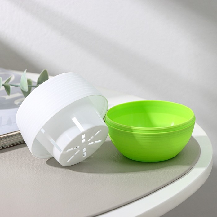 Горшок для цветов с поддоном «Япония», 125 мл, d=8 см, h=6,5 см, цвет белый-фисташковый Горшок для цветов с поддоном «Япония», 125 мл, d=8 см, h=6,5 см, цвет белый-фисташковый