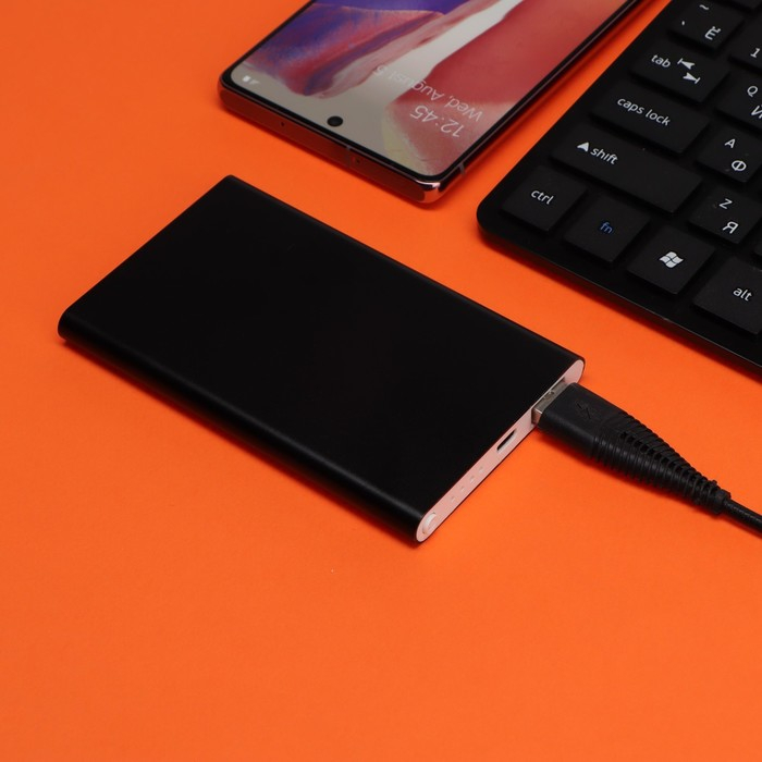 Внешний аккумулятор Luazon PB-17, 4000 мАч, USB, 1 А, индикатор, тонкий корпус,металл,чёрный Внешний аккумулятор Luazon PB-17, 4000 мАч, USB, 1 А, индикатор, тонкий корпус,металл,чёрный