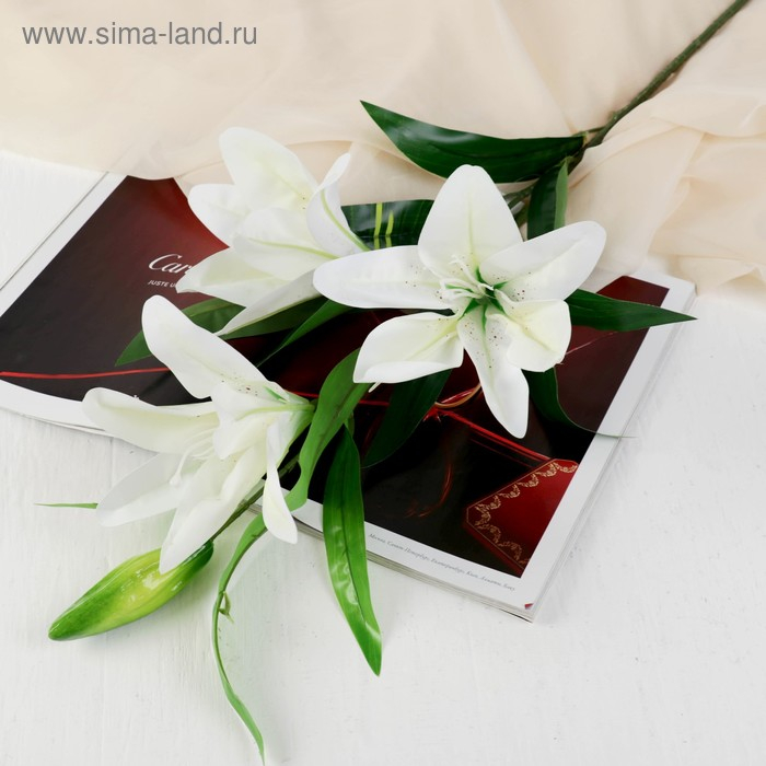 Цветы искусственные  Цветы искусственные "Три лилии" 18х90 см, белый