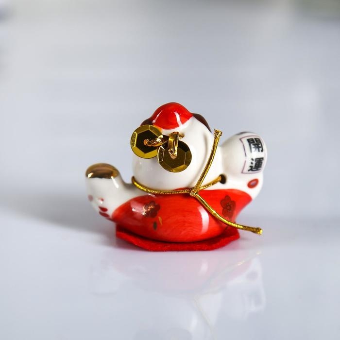 Сувенир керамика Сувенир керамика "Манэки-нэко в головном уборе, на коврике" набор 5 шт 4,2х5,2х3,5 см