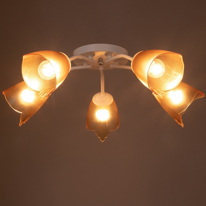 Люстра Оникс 5х15Вт E27 белый-коричневый 52х52х15см BayerLux