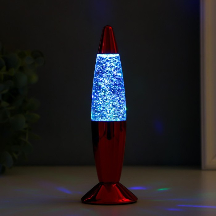Светильник  Светильник "Красная ракета" LED, лава, блёстки, от батареек 3хLR44 19 см RISALUX