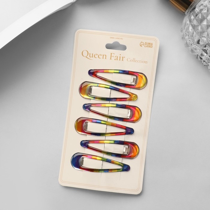 Невидимка для волос  Невидимка для волос "Ажурная " (набор 6 шт) 5 см, разноцвет