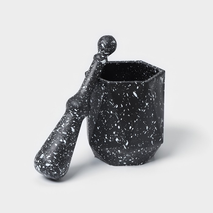 Ступка с пестиком «Грани», 10×18 см, цвет чёрный Ступка с пестиком «Грани», 10×18 см, цвет чёрный