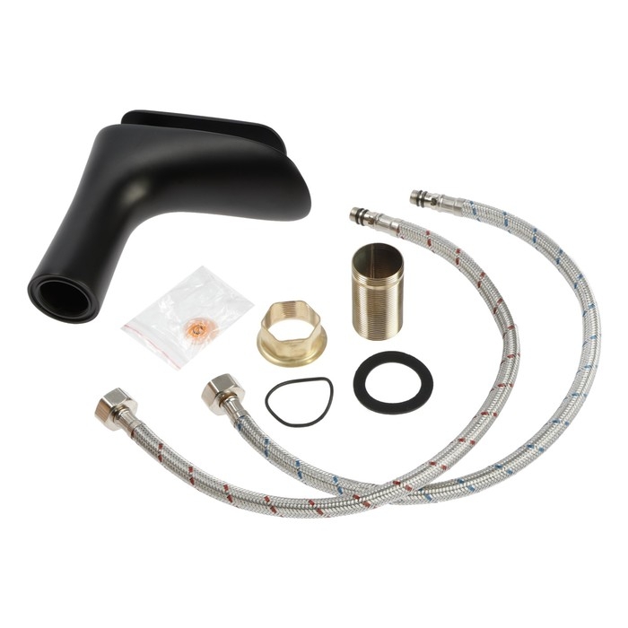 Смеситель для раковины ZEIN Z3806, однорычажный, каскадный излив высотой 9.5 см, черный Смеситель для раковины ZEIN Z3806, однорычажный, каскадный излив высотой 9.5 см, черный