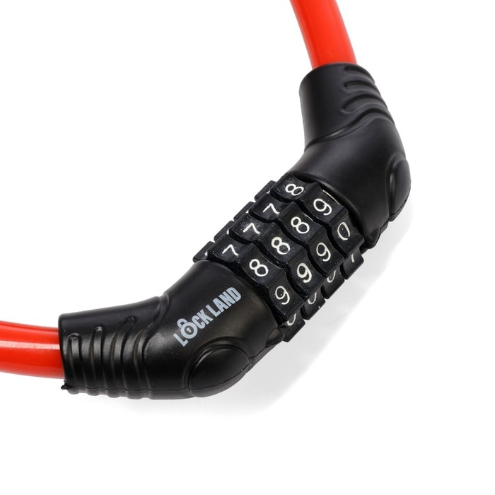 Замок навесной велосипедный LOCKLAND, кодовый,10х650 мм, цвет красный Замок навесной велосипедный LOCKLAND, кодовый,10х650 мм, цвет красный