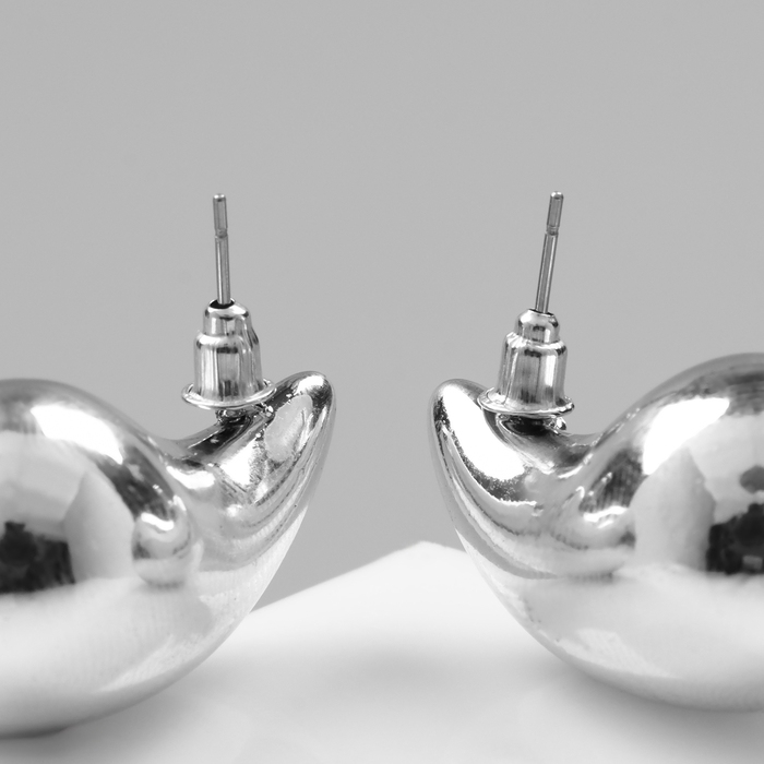 Серьги пластик «Капля» крупная, цвет серебро Серьги пластик «Капля» крупная, цвет серебро