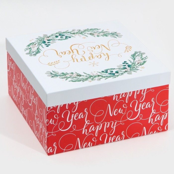 Коробка подарочная «С новым годом», 22 х 22 х 12 см, Новый год Коробка подарочная «С новым годом», 22 х 22 х 12 см, Новый год