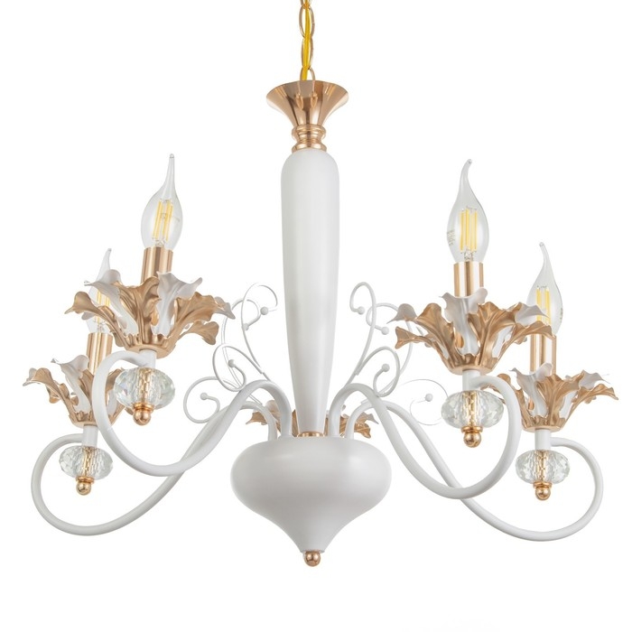 Люстра Люстра "Лиолет" 5хЕ14 40Вт бело-золотой 56х70х56 см BayerLux