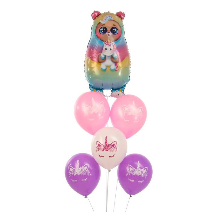 Набор воздушных шаров «Мишка-единорог и глазки единорога», латекс, фольга, 6 шт. Набор воздушных шаров «Мишка-единорог и глазки единорога», латекс, фольга, 6 шт.
