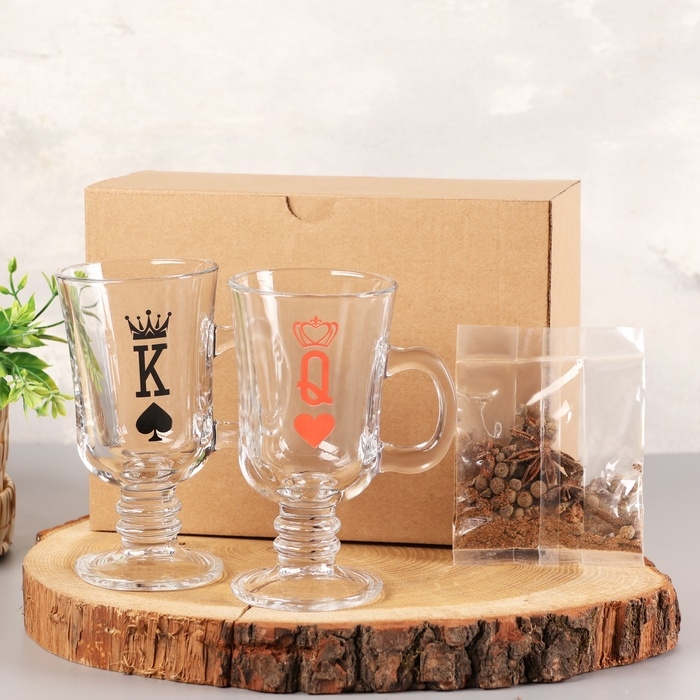 Набор кружек для глинтвейна Набор кружек для глинтвейна "Король и королева" две штуки в коробке, специи