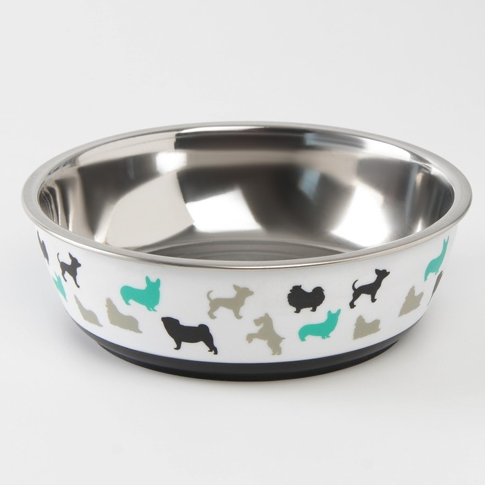 Миска для кошек и собак из нержавеющей стали &laquo;Собаки&raquo;, 450 мл, 14 х 4.5 см