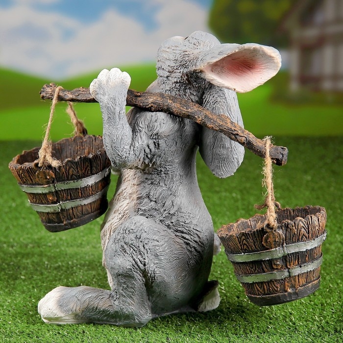 Садовая фигура  Садовая фигура "Заяц с коромыслом" 35см