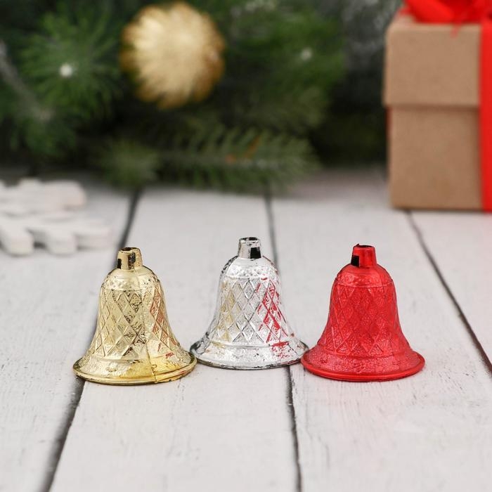 Украшение ёлочное Украшение ёлочное "Колокольчик в сеточку" (набор 12 шт) 3х2,5 см, микс