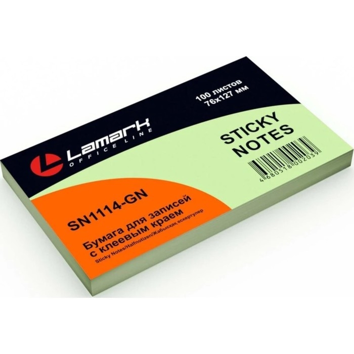 Блок с липким краем Lamark Pastel, 127 x 76 мм, 100 листов, зелёный Блок с липким краем Lamark Pastel, 127 x 76 мм, 100 листов, зелёный
