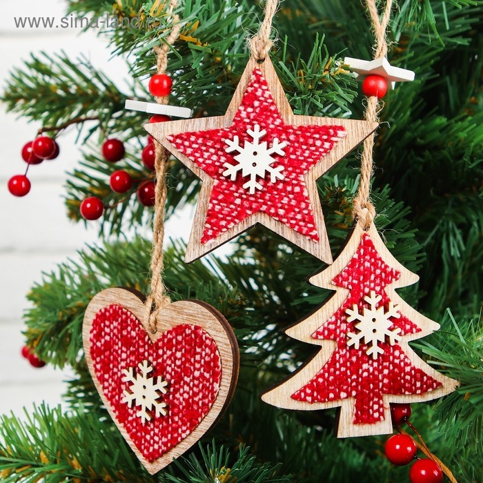 Подвеска новогодняя «Зимний вечер», МИКС, красная Подвеска новогодняя «Зимний вечер», МИКС, красная