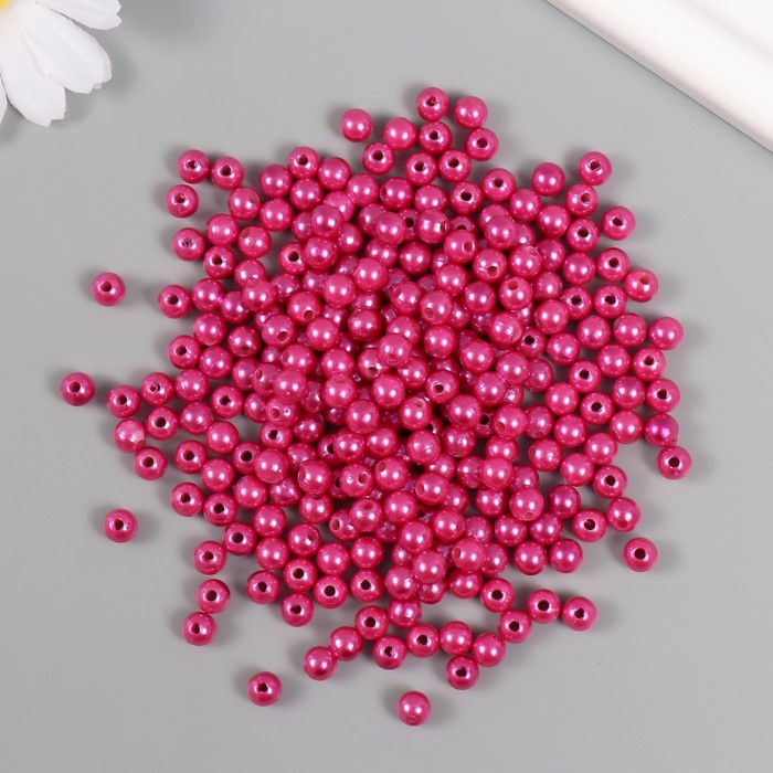Набор бусин Набор бусин "Жемчуг" d 6 мм, 250 гр, малиновый