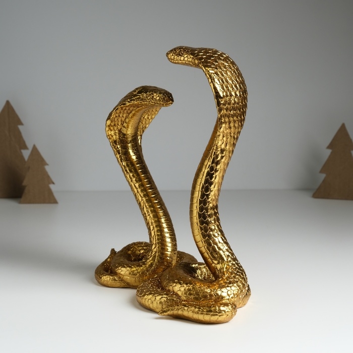 Сувенир полистоун Сувенир полистоун "Две кобры - танец" золото 20х11,5х23 см