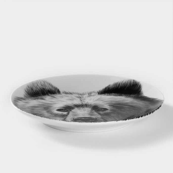 Тарелка фарфоровая «Медведь», d=17,5 см, белая Тарелка фарфоровая «Медведь», d=17,5 см, белая