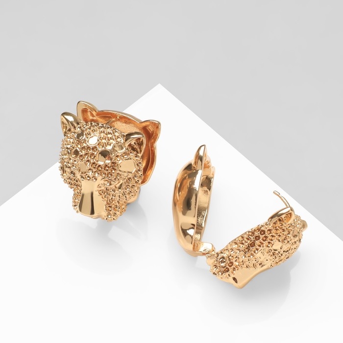 Серьги металл &laquo;Аккорд&raquo; гепард, цвет золото