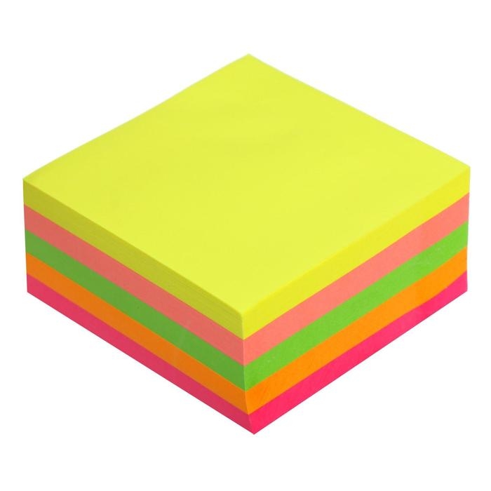 Блок с липким краем, 76 х 76 мм, 400 листов, флуоресцентные, 5 цветов, МИКС Блок с липким краем, 76 х 76 мм, 400 листов, флуоресцентные, 5 цветов, МИКС