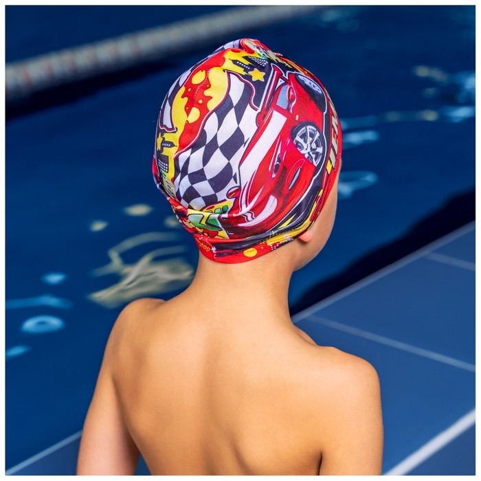 Шапочка для плавания детская ONLYTOP «Чемпион», тканевая, обхват 46-52 см