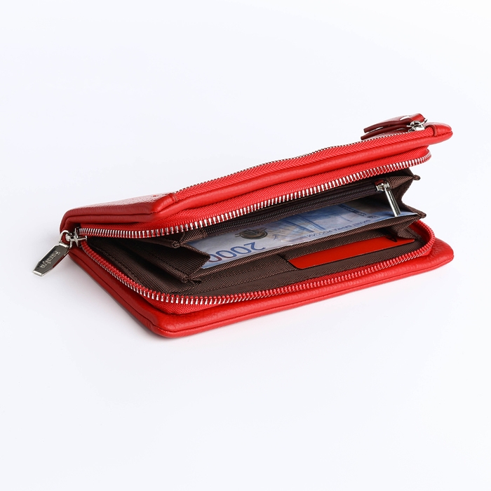 Кошелёк женский на молнии, цвет красный Кошелёк женский на молнии, цвет красный