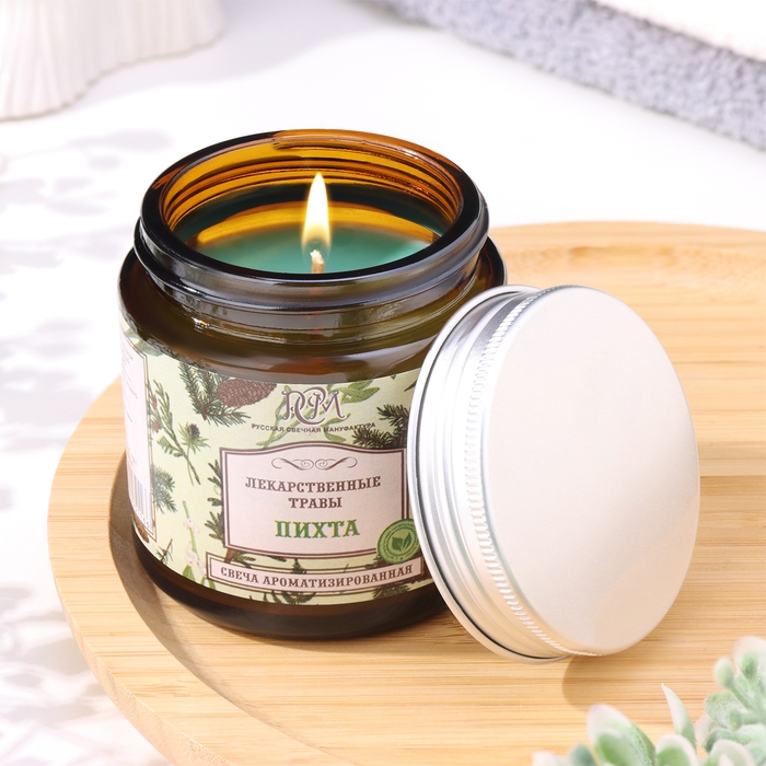 Свеча в банке ароматизированная  Свеча в банке ароматизированная "Пихта", время горения 15 ч