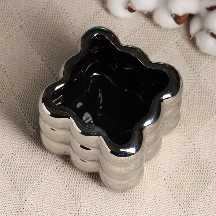 Кашпо - ваза  Кашпо - ваза "Люмьер" серебро, 10х10см