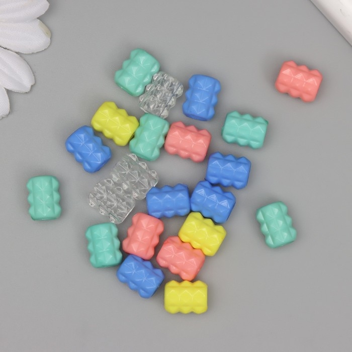 Бусины для творчества пластик Бусины для творчества пластик "Гранённый цилиндр" МИКС набор 20 гр 0,8х0,8х1,2 см