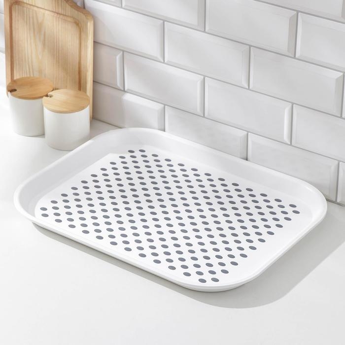 Поднос с антискользящим покрытием, 45×35,5 см, цвет МИКС Поднос с антискользящим покрытием, 45×35,5 см, цвет МИКС