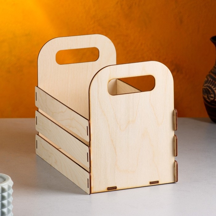 Кашпо деревянное 25×15×20 см  Кашпо деревянное 25×15×20 см "Кармен", ручки вырезы боковые, натуральный Дарим Красиво