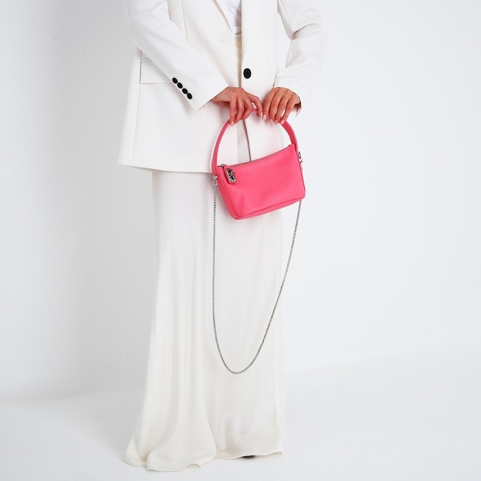 Сумка-багет на молнии, цепочка, цвет розовый Сумка-багет на молнии, цепочка, цвет розовый