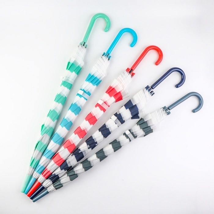 Зонт - трость полуавтоматический «Полосы», 8 спиц, R = 45/55 см, D = 110 см, цвет МИКС Зонт - трость полуавтоматический «Полосы», 8 спиц, R = 45/55 см, D = 110 см, цвет МИКС