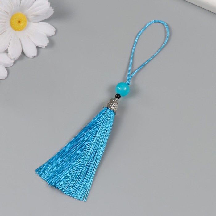 Декор для творчества текстиль Декор для творчества текстиль "Кисть с бусинкой" ярко-синий набор 2 шт 10х1 см