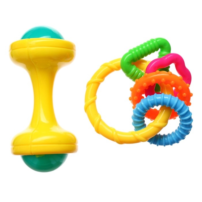 Набор погремушек «Маленькие радости», 2 шт, цвет МИКС, Крошка Набор погремушек «Маленькие радости», 2 шт, цвет МИКС, Крошка