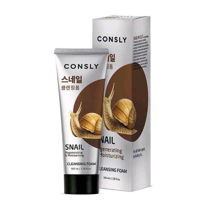 Восстанавливающая кремовая пенка для умывания Consly с муцином улитки, 100 мл Восстанавливающая кремовая пенка для умывания Consly с муцином улитки, 100 мл